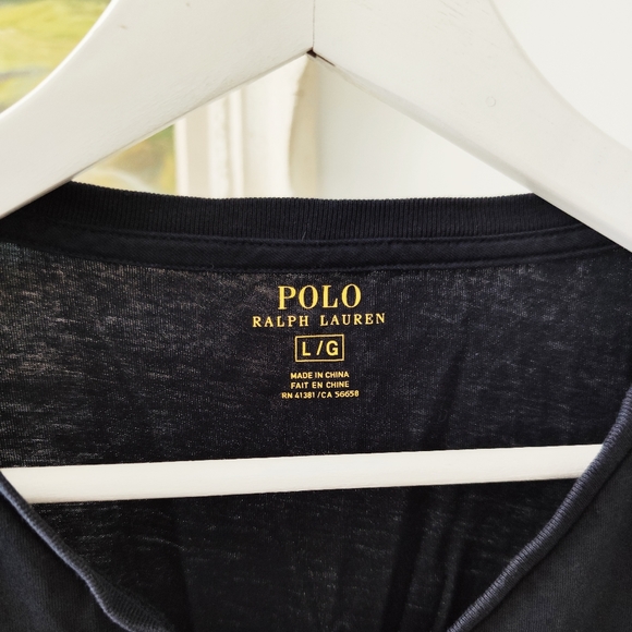 POLO RL navy v-neck long-sleeved shirt w/ red logo - Picture 3 of 3